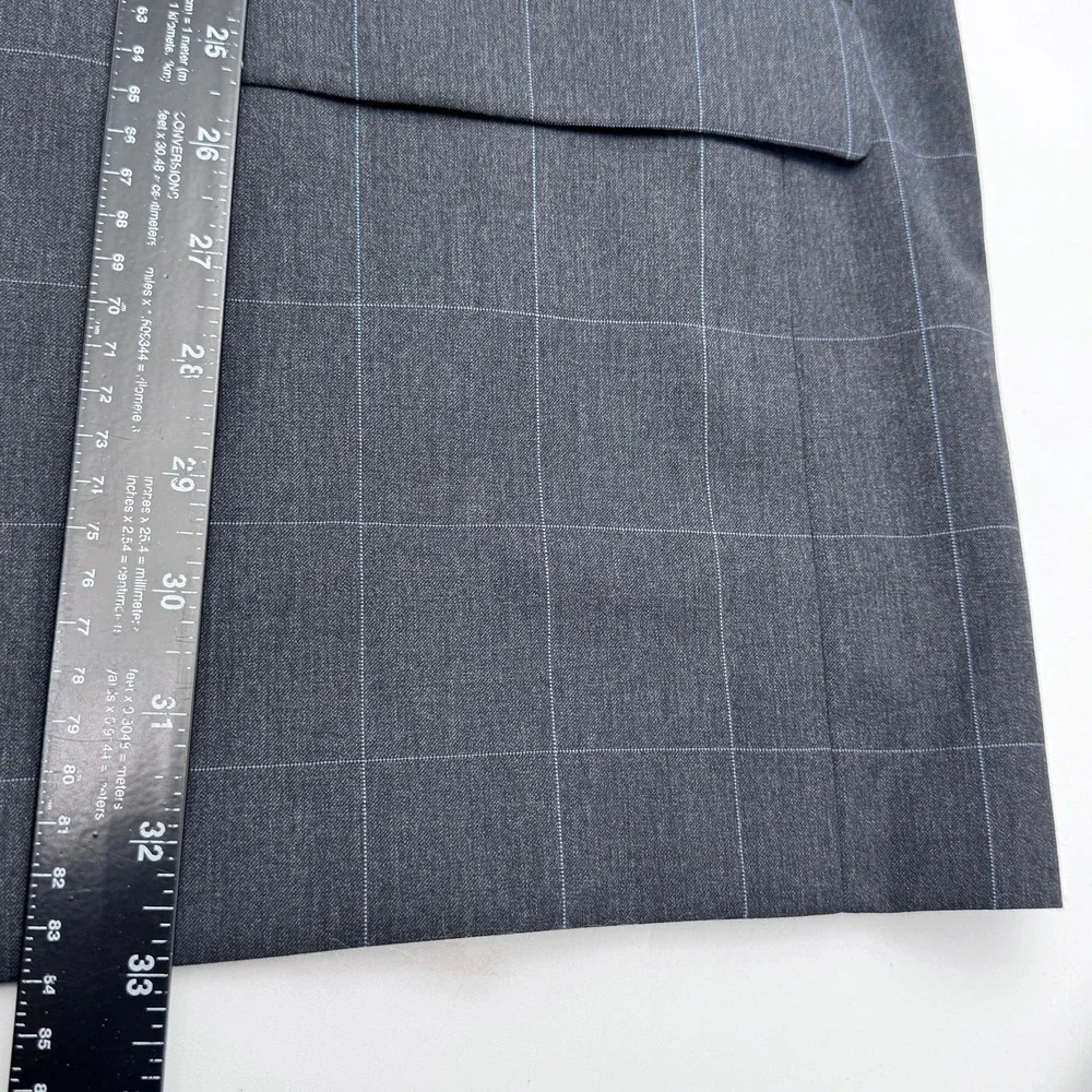 RALPH LAUREN Men's 56R Charcoal Grey Windowpane 2 Piece Wool Suit Blazer Pants